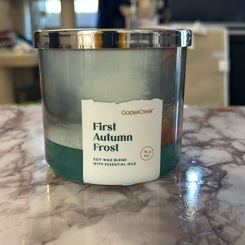 Brand new 14.5 ounce Goose Creek Candle “First Autumn Frost” scented candle